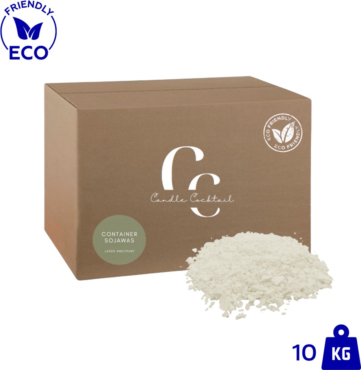  ® Kwalitatieve 100% Ecologische Sojawas | 10 KG | Voor Containers | Containersojawas | Smeltpunt 46°C | Kaarsen Maken | Gietwas | Vegan | Waxmelts | Soyawas | Soy wax | Kaarsenwas